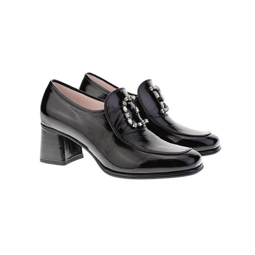 sheme新生系列女士漆皮高跟乐福鞋E型水晶扣件休闲时尚可定制 商品图5