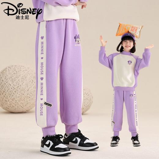 迪士尼儿童加绒裤子女孩加厚冬季女童卫裤一体绒女大童保暖裤外穿 商品图5