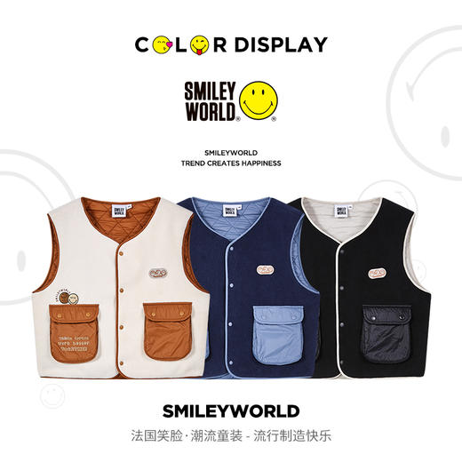 SMILEY WORLD秋冬儿童马甲男女童外套摇粒绒外穿棉马甲S23335J101 商品图1