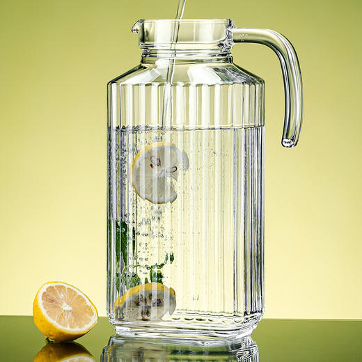 【大容量耐高温玻璃水壶】家用泡茶果汁饮料凉水壶 竖纹带盖扎壶冷水壶  商品图2