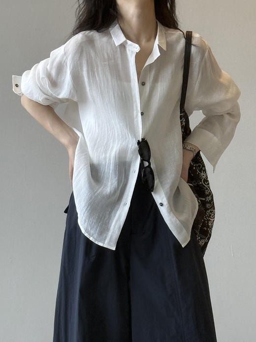 天丝苎麻翻领防晒衬衫 商品图3