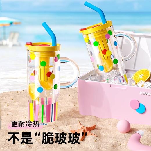 bablov大容量玻璃杯吸管水杯夏季女生高颜值耐高温泡茶杯子办公室 商品图1