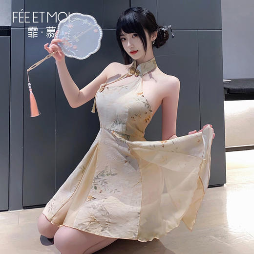 【情趣内衣】霏慕新中式A字露臀印花旗袍6246 商品图5