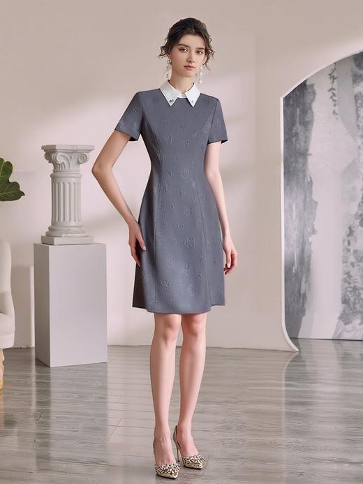 IWY/灰色名媛小香风连衣裙女轻奢高级感高端气质拓花裙子夏季新款Q1401 商品图3