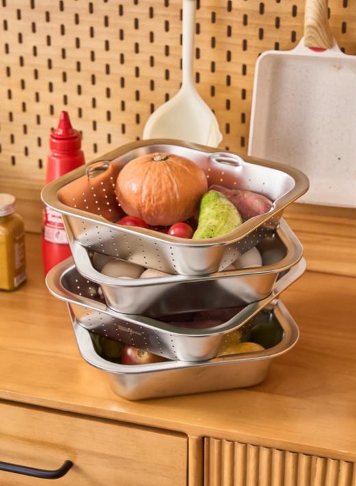 🌈【品牌直发】厨房收纳爆品❗304方盆❗最低至14.9/个❗备菜届天花板💯【德国易铂yispot肯利304方盆+漏盆套组】某东169/四件套💰  商品图3