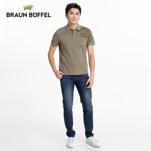 BRAUN BUFFEL/布兰施男装短袖T恤通勤商务透气翻领男士polo衫上衣 商品图4