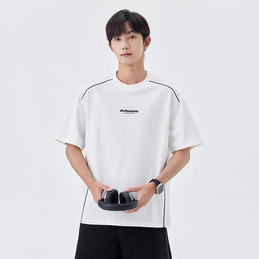 gxgjeans男装【重磅全棉】男士运动T恤25夏款潮流百搭简约休闲青少年短袖K&C 商品图8