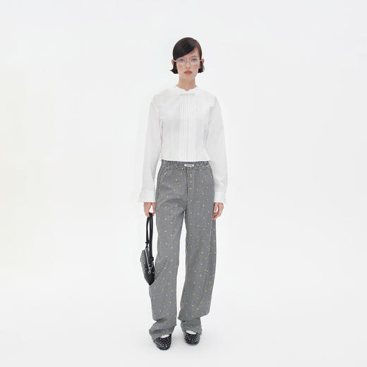 Herlian2025年秋季新品女士可拆卸蝴蝶结设计背后暗扣格纹衬衫 商品图1