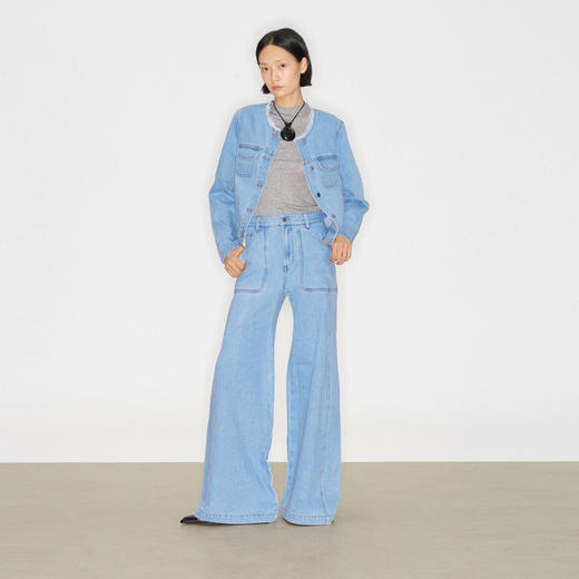 lost in echo2024秋季新款高级原创圆领休闲宽松牛仔外套上衣女 商品图0