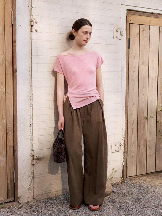 Even Vintage | 天丝羊毛混纺 三穿正肩一字斜肩领型夏日优雅上衣 商品图1