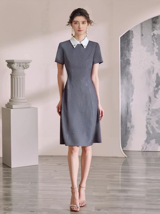 IWY/灰色名媛小香风连衣裙女轻奢高级感高端气质拓花裙子夏季新款Q1401 商品图0