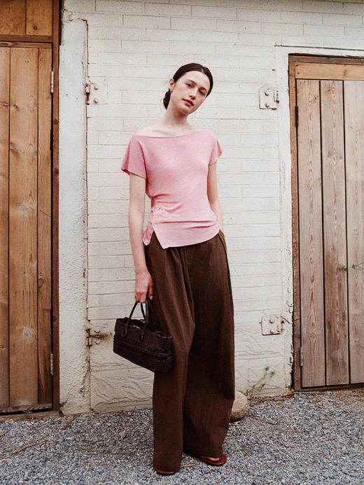 Even Vintage | 天丝羊毛混纺 三穿正肩一字斜肩领型夏日优雅上衣 商品图4