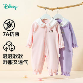 迪士尼宝宝前开连体衣纯棉A类女宝宝哈衣秋季全棉新生婴幼儿爬服ZD3EL003