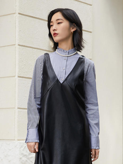 法式复古风！条纹拼接衬衫 立领 + 木耳边细节 优雅又小众 商品图1