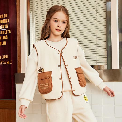 SMILEY WORLD秋冬儿童马甲男女童外套摇粒绒外穿棉马甲S23335J101 商品图3