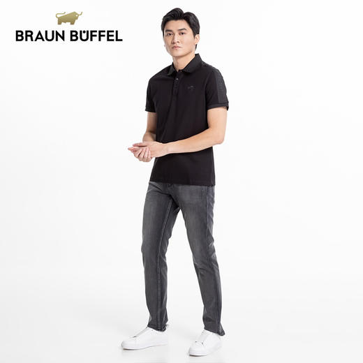 BRAUN BUFFEL/布兰施男士简约商务翻领短袖T恤男POLO衫休闲上衣 商品图4