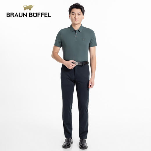 BRAUN BUFFEL/布兰施男士纯色polo衫商务休闲翻领短袖T恤通勤上衣 商品图4