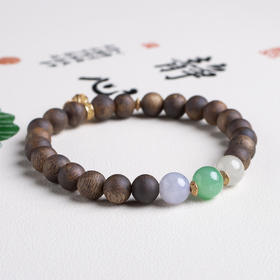 xy0449沉香+翡翠三宝手串