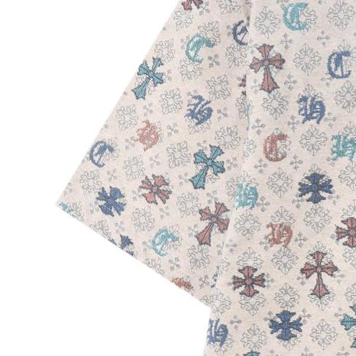 T4154SDSA夏季高级感新款男士经典满印撞色十字图案短袖T恤百搭时尚潮 商品图4