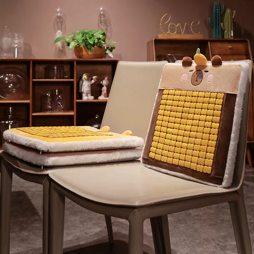 自然醒卡皮巴拉竹席记忆棉坐垫夏季凉席屁垫椅子垫冰垫办公室座垫QYL 商品图8