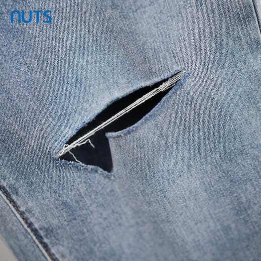 NUTS商场同款夏季蓝色高腰显瘦气质百搭水洗牛仔长裤321113221 商品图3