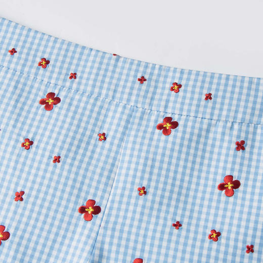 Herlian2025年秋季新品女士手工刺绣格纹碎花短裤 商品图2