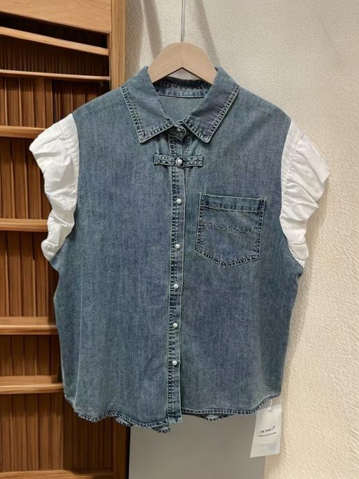 【时装系列】ME TOWN'S （三季可穿）E3070盘扣花苞袖牛仔马甲M1-2-喜出 商品图3