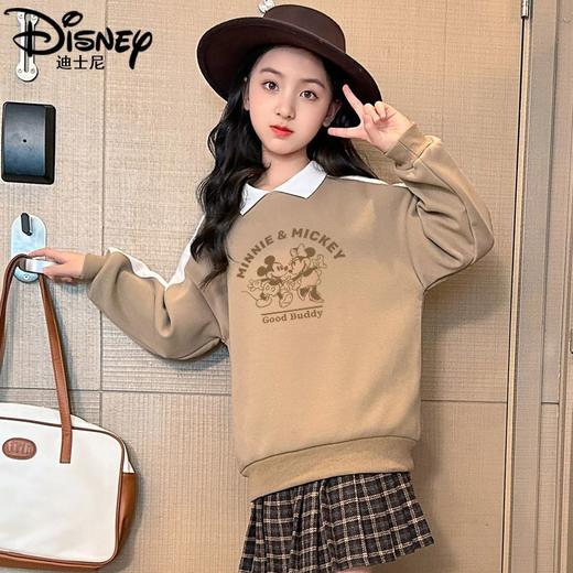 迪士尼女童加绒卫衣秋冬新款女大童上衣冬季加厚保暖衣打底衫洋气 商品图3