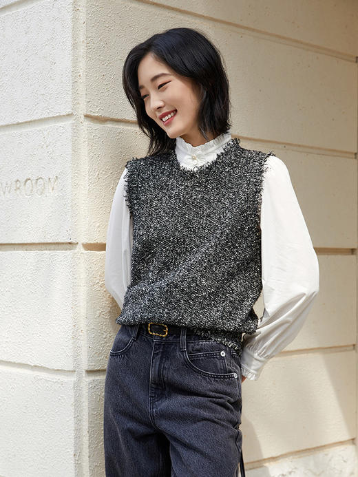 【气质款】木耳边立领白色衬衫女春秋款设计感小众长袖百搭上衣 商品图1