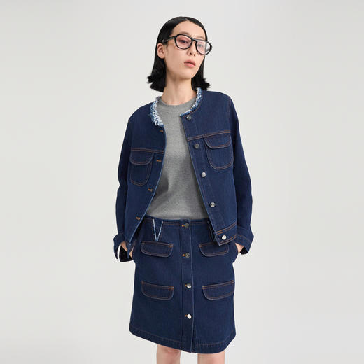 lost in echo2024秋季新款高级原创圆领休闲宽松牛仔外套上衣女 商品图4