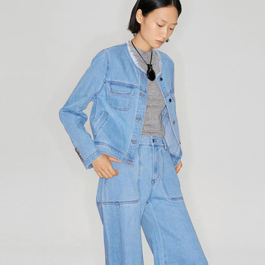 lost in echo2024秋季新款高级原创圆领休闲宽松牛仔外套上衣女 商品图2