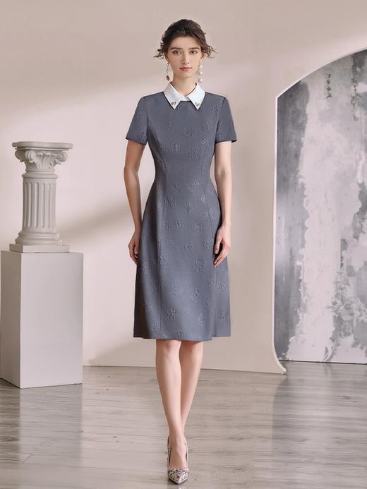 IWY/灰色名媛小香风连衣裙女轻奢高级感高端气质拓花裙子夏季新款Q1401 商品图1