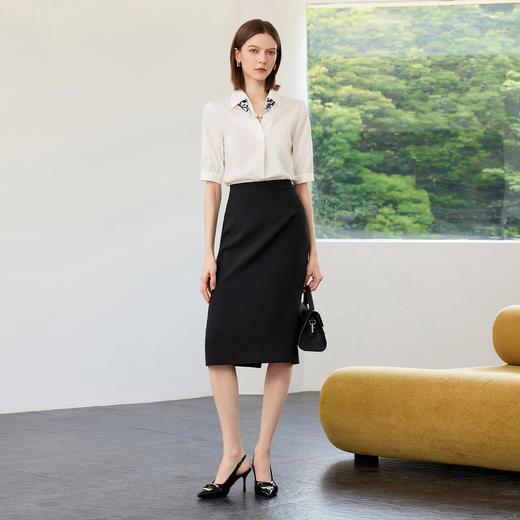 IWY/夏季新款气质通勤白色衬衫女休闲舒适百搭丝巾翻领衬衣B558+S2298 商品图4