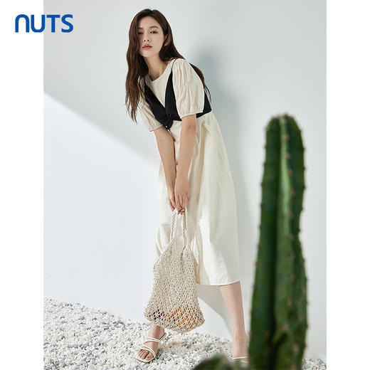NUTS商场同款夏季设计感气质简约圆领短袖连衣裙429101269 商品图0