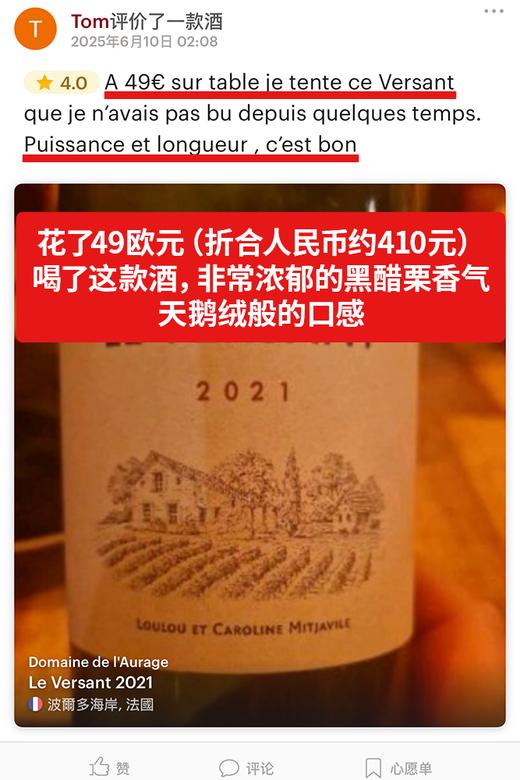 沃森庄园干红葡萄酒 2021 Mitjavile Le Versant 商品图2