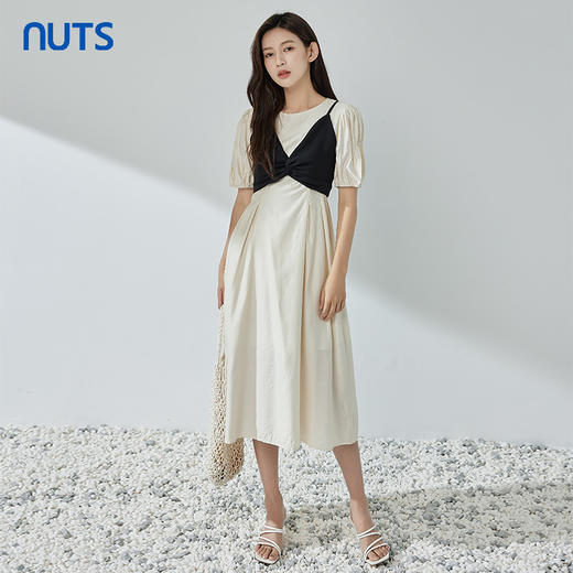 NUTS商场同款夏季设计感气质简约圆领短袖连衣裙429101269 商品图4
