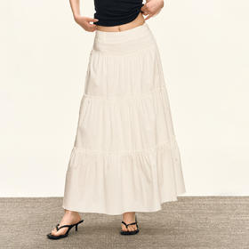 Ariseism 美式复古白色半身裙女2025夏季新款百褶裙子a字蛋糕裙