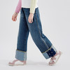 笛莎Deesha 童装女童裤子2025秋新款女童宽松阔腿绣花翻脚口牛仔裤 商品缩略图1