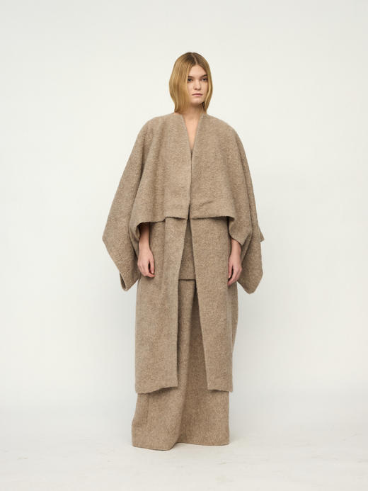 Ruohan 25PF 燕麦色羊驼毛宽袖大衣 商品图0