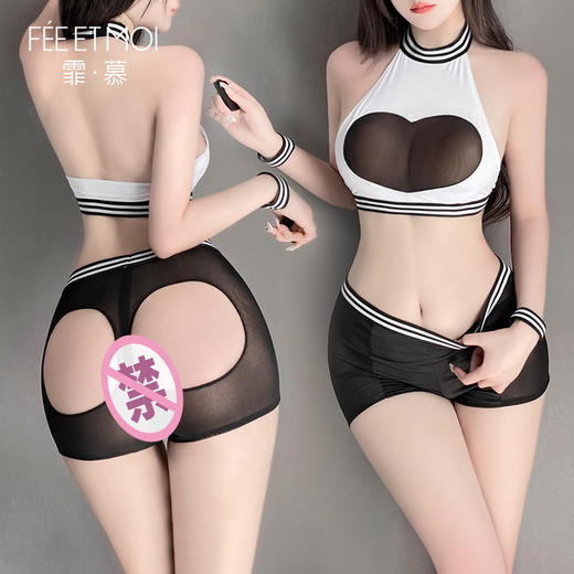 【健身靓妹】霏慕 爱心透纱挖空露臀运动装6561 商品图2