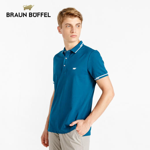 BRAUN BUFFEL/布兰施男士商务拼色翻领男装短袖T恤保罗polo衫男 商品图1