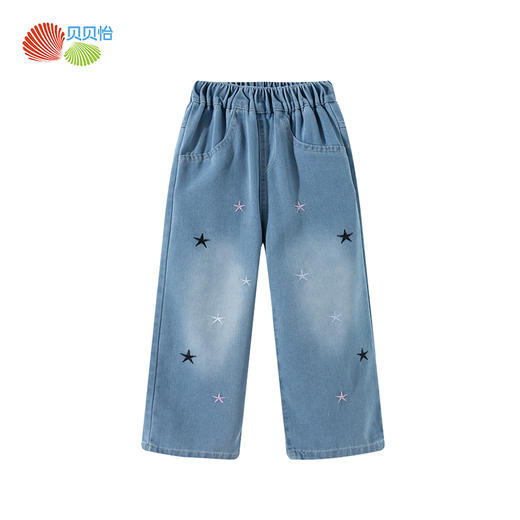 贝贝怡春秋新款女童牛仔长裤中大童直筒裤女孩休闲裤ZB3EK032 商品图7