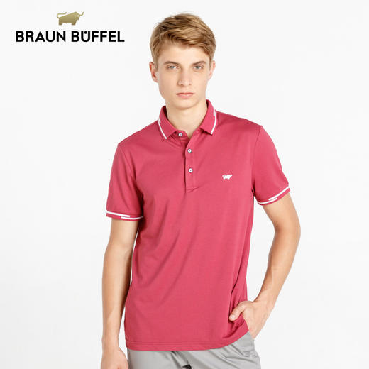 BRAUN BUFFEL/布兰施男士商务拼色翻领男装短袖T恤保罗polo衫男 商品图3