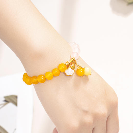 大英博物馆东方梦境系列三生有幸银杏叶玛瑙渐变手链 商品图2