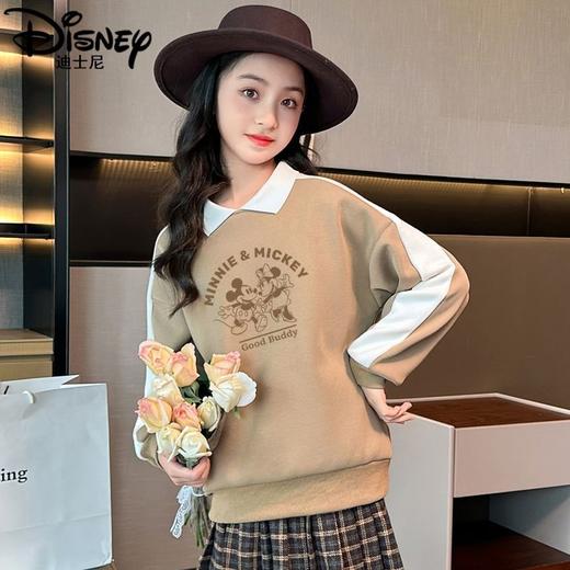 迪士尼女童加绒卫衣秋冬新款女大童上衣冬季加厚保暖衣打底衫洋气 商品图5