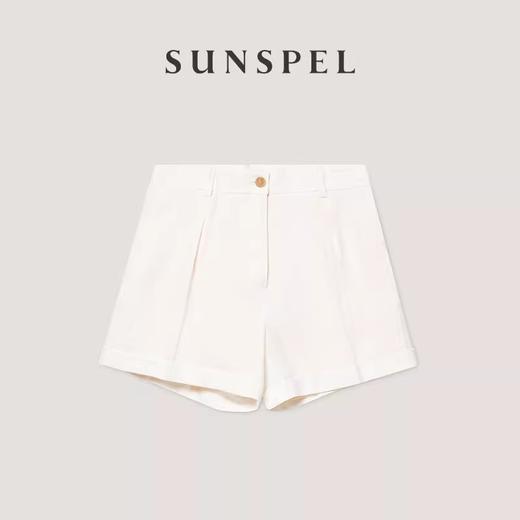 【亚麻系列】SUNSPEL 女士春夏白色亚麻短裤时尚度假休闲短裤 商品图4
