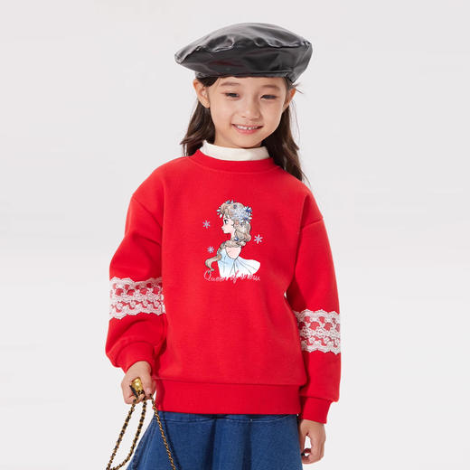 【Disney/迪士尼】F05女童卫衣春季卫衣洋气休闲时尚卡通圆领套头 商品图0