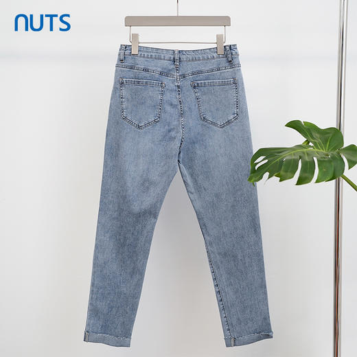 NUTS商场同款夏季蓝色高腰显瘦气质百搭水洗牛仔长裤321113221 商品图1