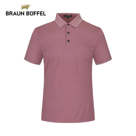 BRAUN BUFFEL/布兰施男士时尚商务印花百搭翻领POLO衫男式短袖T恤 商品图2
