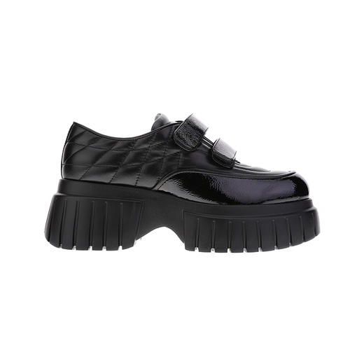 sheme女士厚底防滑增高亮皮乐福鞋格菱纹年轻帅气可定制 商品图0